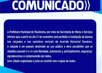 Prefeitura de Paulistana informa a proibição de instalação de bancas e canteiros centrais da avenida principal da cidade