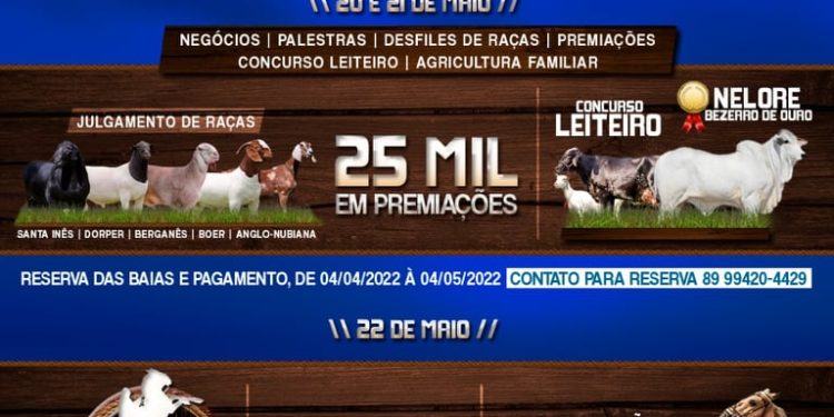Prefeitura de Paulistana realizará nos dias 21 e 21 de Maio a 16ª Exposição Feira Agropecuária e 4ª Festa do Vaqueiro