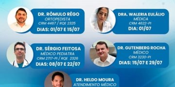 CENTROLAB Informa as datas de atendimento dos médicos no mês de Julho/2022