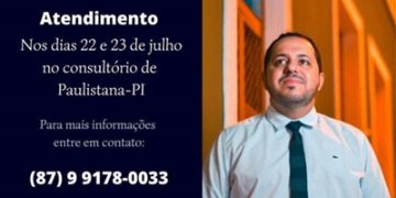 Atendimento | Dr. Diego Batista do Instituto Adrianus estará atendendo em Paulistana nos dias 22 e 23/07