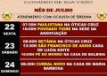 Óticas Cruz informa as datas de atendimento com Oculista de Teresina, neste mês de Julho/2022
