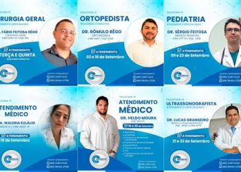 CENTROLAB Informa as datas de atendimento dos médicos no mês de Setembro/2022