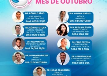 CENTROLAB informa as datas de atendimento dos médicos nesse mês de Outubro/2022