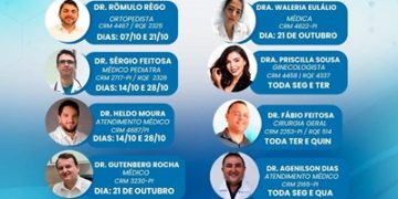 CENTROLAB informa as datas de atendimento dos médicos nesse mês de Outubro/2022