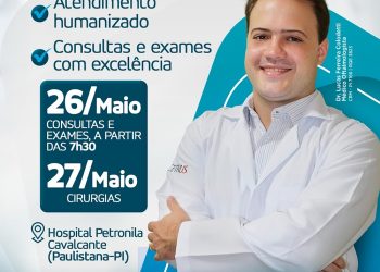 O médico oftalmologista, Dr. Lucas Colodetti estará realizando consultas e cirurgias nesse mês de Maio na cidade de Paulistana-PI