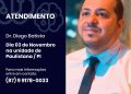 O Dr. Diego Batista estará atendendo em Paulistana nesse mês de novembro no Instituto do Cérebro “Adrianus”