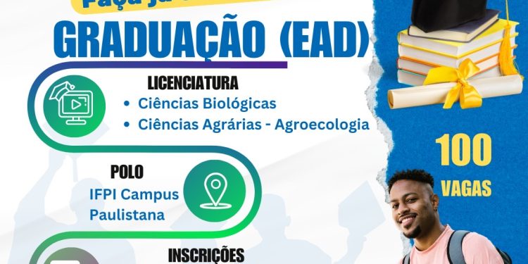 A Universidade Aberta do Brasil (UAB), em parceria com a CAPES e a UFPI, está com inscrições abertas para cursos de Graduação a Distância (EAD) no polo do IFPI Campus Paulistana. As oportunidades são para as licenciaturas em Ciências Biológicas e Ciências Agrárias – Agroecologia, com um total de 100 vagas disponíveis.