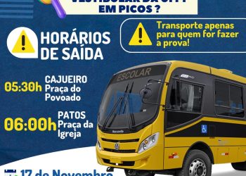 Prefeitura de Patos do Piauí disponibiliza transporte gratuito para candidatos do vestibular da UFPI