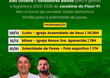 Participe da programação de posse da gestão 2025-2028 de Jacobina do Piauí