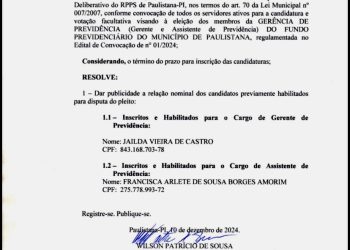 Paulistana-Prev Divulga Lista de Candidatos Habilitados para Eleições de Gerente e Assistente