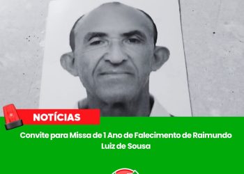 Convite para Missa de 1 Ano de Falecimento de Raimundo Luiz de Sousa