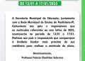 📚 Matrículas Abertas para o Ano Letivo de 2025 Em Paulistana!