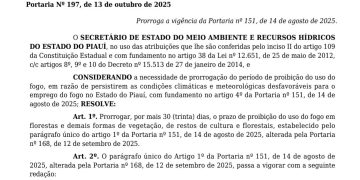 Proibição de queimadas é prorrogada até o dia 14 de novembro no Piauí