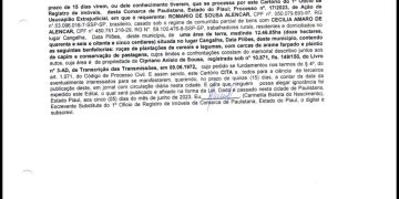 📄 Edital de Citação – Ação de Usucapião Extrajudicial é divulgado em Paulistana