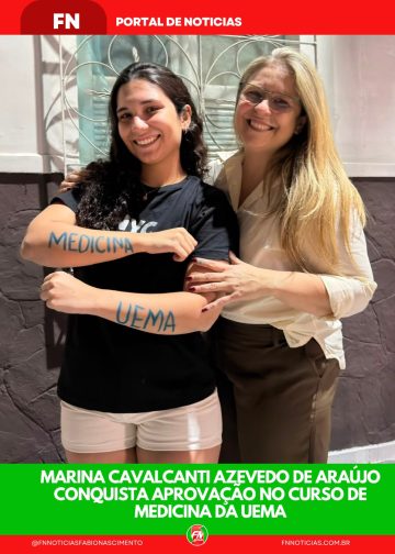 A família de Marina Cavalcanti Azevedo de Araújo, carinhosamente conhecida como Nina, celebra com imenso orgulho e emoção a sua aprovação no curso de Medicina da Universidade Estadual do Maranhão (UEMA).